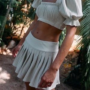 Montce Tennis Mini Skirt Beige Wide Rib Size L